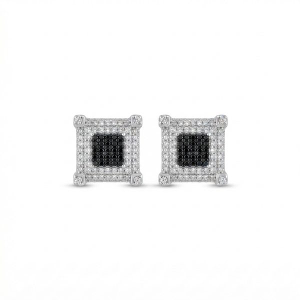 Moissanite Stud Earrings Square Shape In 925 Sterling Silver.