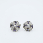 Purple CZ Stud Earrings For Women's Wear In 925 Silver.