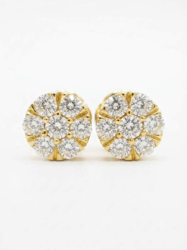 Real Round Moissanite Stud Earrings For Women's Wear in 925 Silver