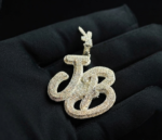 Tester Passing Moissanite "JB" Pendant In 925 Sterling Silver.