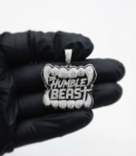 The Humble Beast Pendant Moissanite Diamond Custom Lettering Jewelry In 925 Sterling Silver