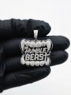 The Humble Beast Pendant Moissanite Diamond Custom Lettering Jewelry In 925 Sterling Silver