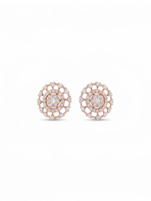 D-VVS Moissanite Floral Cluster Stud Earrings In 925 Sterling Silver.