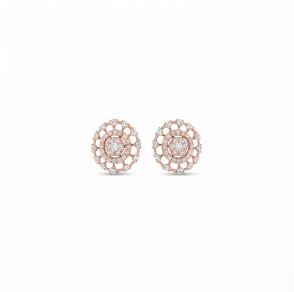 D-VVS Moissanite Floral Cluster Stud Earrings In 925 Sterling Silver.