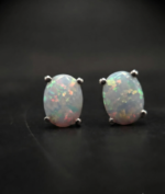 Opal Stud Earrings Oval Shape for Women's Wear In 925 Sterling Silver