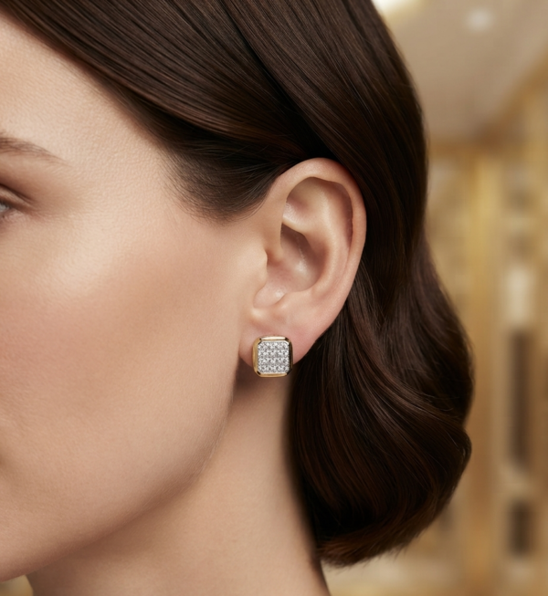 Tester Pass Moissanite Women's Wear Square Shape Stud Earring In 925 Silver.