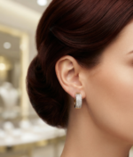 Real Moissanite Hoop Earrings For Women's Wear In 925 Silver.