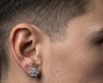 VVS Moissanite Stud Earrings Men's Wear In 925 Sterling Silver.