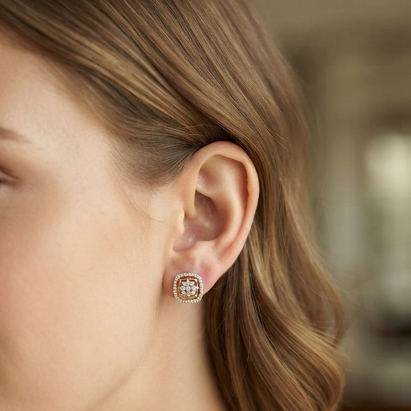 Genuine Moissanite Stud Earrings For Women's Wear In 925 Sterling Silver.