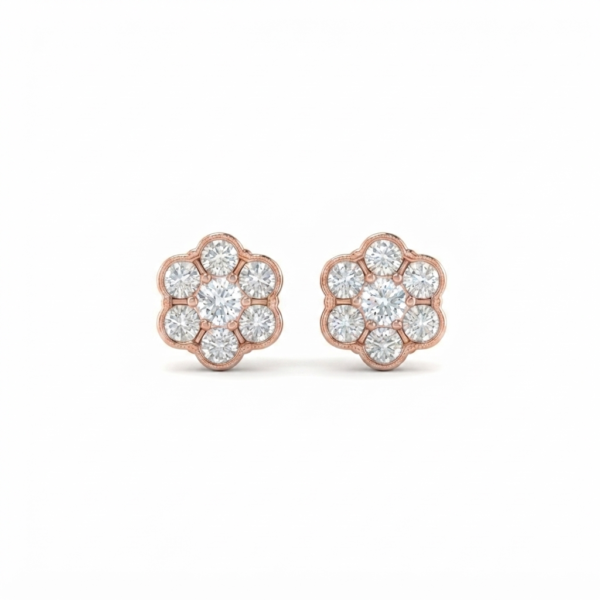 D/VVS Moissanite Floral Cluster Stud Earrings in 925 Sterling Silver – Diamond Look for Women