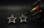 Star Moissanite Stud Earrings Two Tone 925 Sterling Silver Women Jewelry