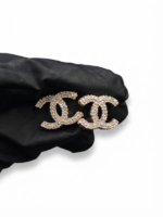 Iced Out Double C Logo Moissanite Stud Earrings in 925 Sterling Silver