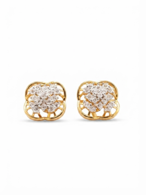 Women's Stud Earring Floral Cluster Shape In 925 Sterling Silver.