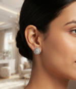 Round Halo Moissanite Stud Earrings in 925 Sterling Silver