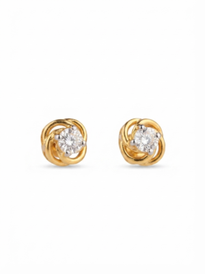 Swirl Design Moissanite Earrings 925 Sterling Silver Gold Plated Studs