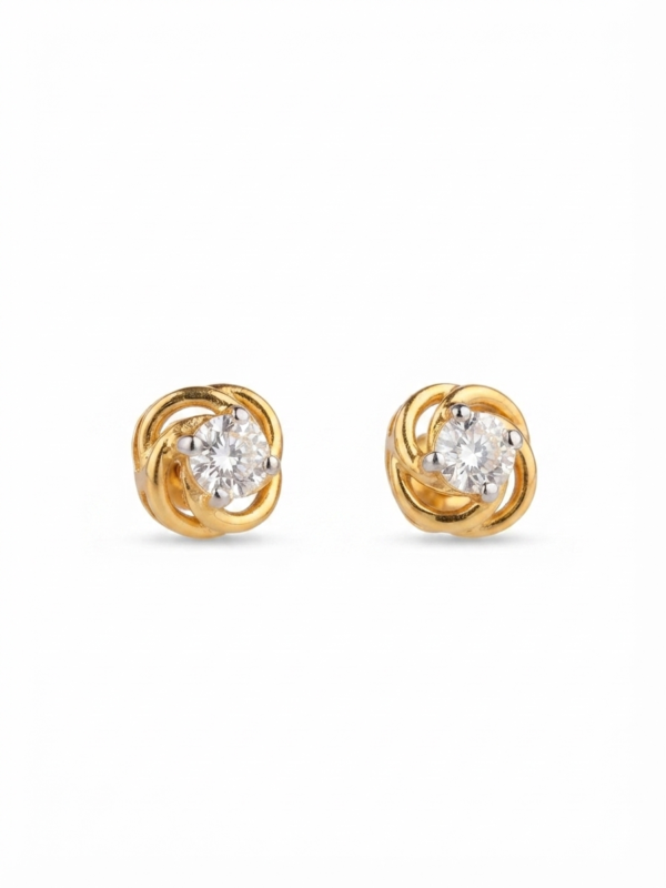 Swirl Design Moissanite Earrings 925 Sterling Silver Gold Plated Studs