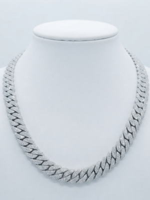 Real VVS Moissanite Cuban Link Chain Necklace 925 Sterling Silver
