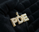 Real Moissanite Custom "PDE" Letter Pendant For Women's Wear In 925 Sterling Silver.