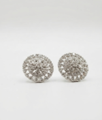 Round Halo Moissanite Stud Earrings in 925 Sterling Silver