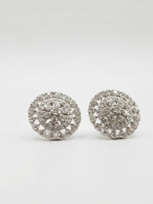 Round Halo Moissanite Stud Earrings in 925 Sterling Silver