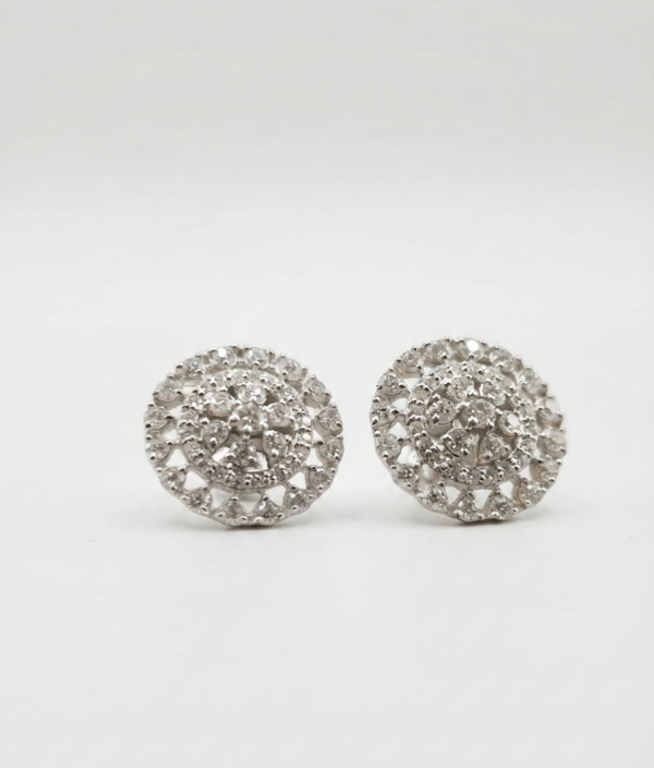 Round Halo Moissanite Stud Earrings in 925 Sterling Silver