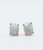 Opal Stud Earrings Oval Shape for Women's Wear In 925 Sterling Silver