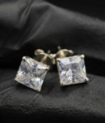 Tester Passing Moissanite Stud Earrings Princess Shape For Women's Wear In 925 Silver.