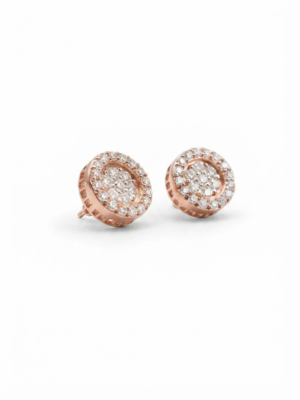 D-VVS Round Halo Moissanite Stud Earrings In 925 Sterling Silver.