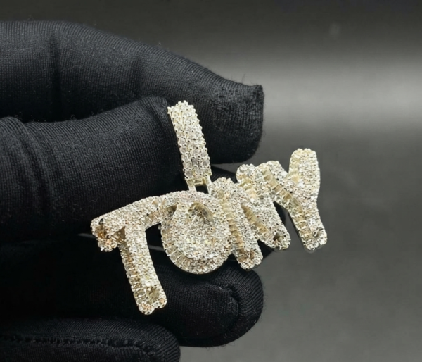 Tester-Passing Moissanite TONY Name Pendant Customised In 925 Sterling Silver.