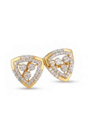 Triangular Cluster Moissanite Earrings 925 Sterling Silver Gold Plated Studs