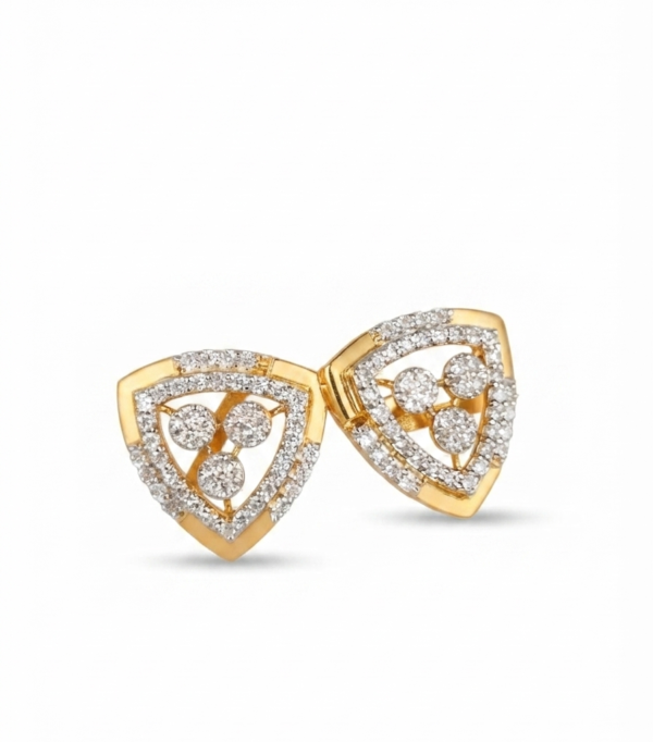 Triangular Cluster Moissanite Earrings 925 Sterling Silver Gold Plated Studs