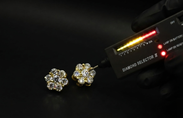 Floral Cluster Moissanite Stud Earrings In 925 Sterling Silver.