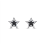 Star Moissanite Stud Earrings Two Tone 925 Sterling Silver Women Jewelry