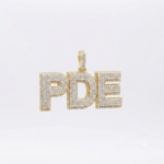 Real Moissanite Custom "PDE" Letter Pendant For Women's Wear In 925 Sterling Silver.