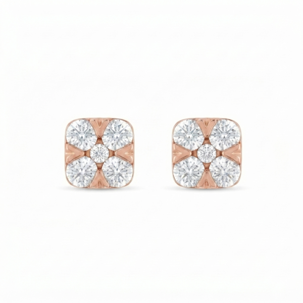 VVS Moissanite Square Stud Earrings For Women's Wear In 925 Sterling Silver.