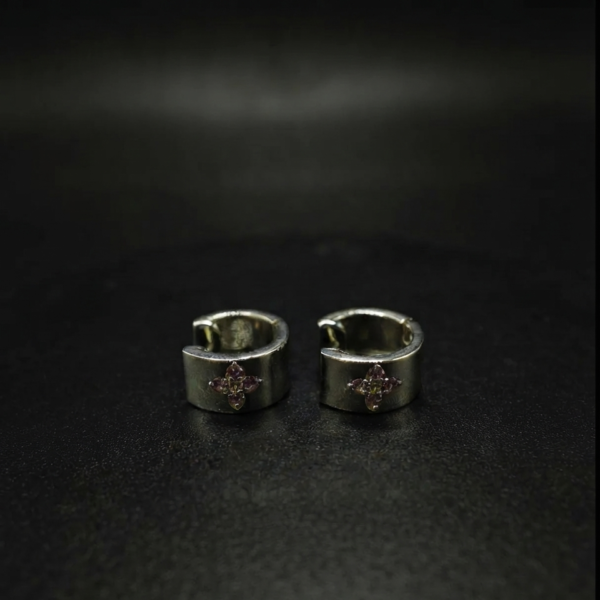 Pink CZ Hoop Earrings For Women's Wear In 925 Sterling Silver.