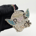 Iced Out Pendant Custom Name CZ With Angel Wings In 925 Sterling Silver