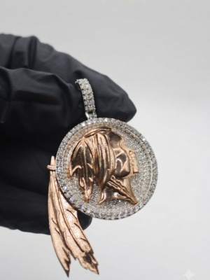 Real Custom Chief Head Moissanite Pendant For Men's Wear In 925 Sterling Silver.