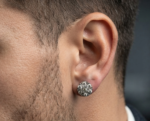 VVS Moissanite Stud Earrings Men's Wear In 925 Sterling Silver.