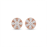 Radiant Round Cluster Moissanite Stud Earrings In 925 Sterling Silver.