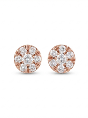 Radiant Round Cluster Moissanite Stud Earrings In 925 Sterling Silver.
