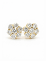 VVS Floral Cluster Moissanite Stud Earrings In 925 Sterling Silver.