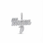 Momma Moissanite Script Pendant For Women's Wear In 925 Sterling Silver