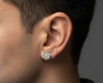 VVS Moissanite Stud Earrings Men's Wear In 925 Sterling Silver.