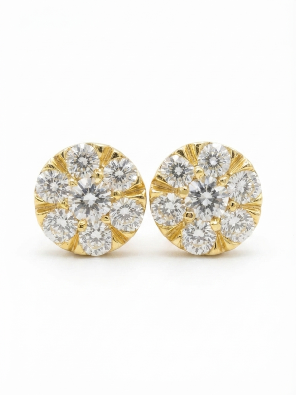 Tester Passing Moissanite Cluster Stud Earrings – 925 Sterling Silver