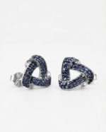 Blue CZ Knot Stud Earrings For Women's Wear In 925 Sterling Silver