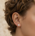 Floral Cluster Moissanite Stud Earrings In 925 Sterling Silver.
