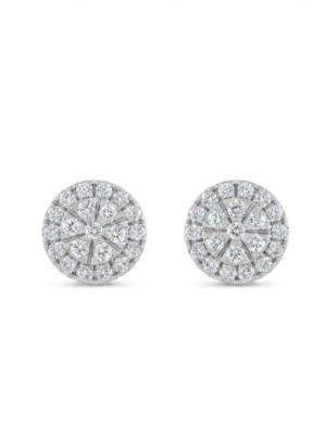 Classic Round Halo Moissanite Cluster Studs in Silver