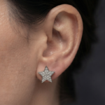 Brilliant Star Shape Moissanite Stud Earrings Pave Set In 925 Sterling Silver.