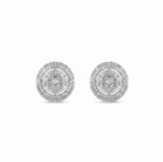 Oval Halo Cluster Moissanite Stud Earrings In 925 Sterling Silver.